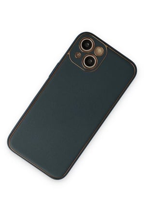 Newface Apple iPhone 14 Plus Kılıf Coco Deri Silikon Kapak - Yeşil
