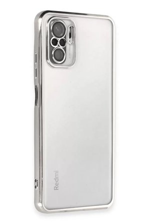 Newface Xiaomi Redmi Note 10 Kılıf Razer Lensli Silikon - Gümüş