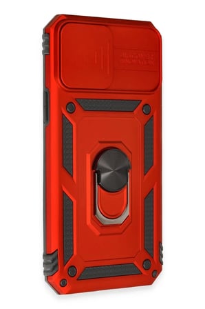Newface Apple iPhone 12 Pro Max Kılıf Pars Lens Yüzüklü Silikon - Kırmızı