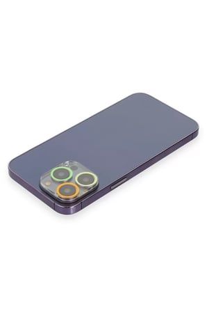 Newface Apple iPhone 12 Pro Max Renkli Kamera Lens Koruma Cam - Sarı-Turuncu