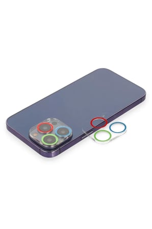 Newface Apple iPhone 13 Pro Max Renkli Kamera Lens Koruma Cam - Mavi-Yeşil
