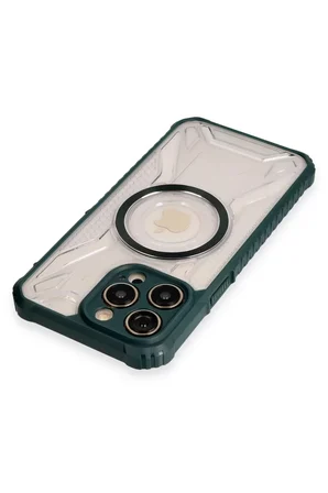 Newface Apple iPhone 12 Pro Max Kılıf Prag Magneticsafe Kapak - Koyu Yeşil