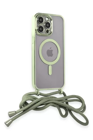 Newface Apple iPhone 13 Pro Kılıf Divo Lazer Askılı Magsafe Kapak - Koyu Yeşil