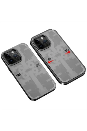 Newface Apple iPhone 13 Pro Max Kılıf Mekanik Bumper Kapak - Siyah