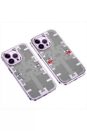 Newface Apple iPhone 14 Pro Kılıf Mekanik Bumper Kapak - Derin Mor
