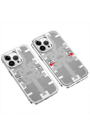 Newface Apple iPhone 14 Pro Max Kılıf Mekanik Bumper Kapak - Gümüş