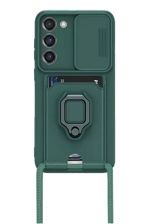 Newface Samsung Galaxy S24 Plus Kılıf Zuma Kartvizitli Yüzüklü Silikon - Yeşil