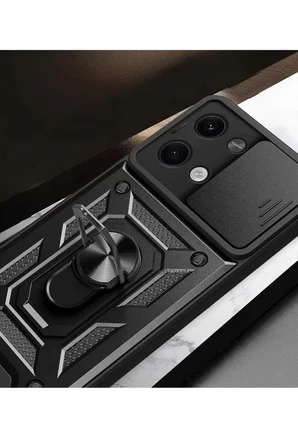 Newface Xiaomi Poco X6 Kılıf Pars Lens Yüzüklü Silikon - Gold