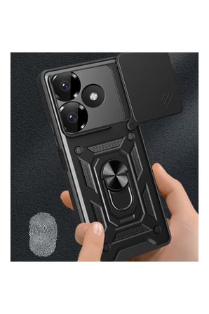 Newface Xiaomi Redmi 13 4G Kılıf Pars Lens Yüzüklü Silikon - Yeşil