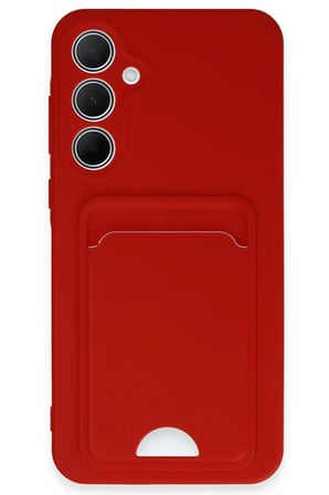 Newface Samsung Galaxy A35 5G Kılıf Kelvin Kartvizitli Silikon - Kırmızı