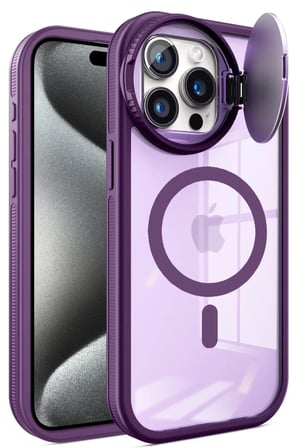Newface Apple iPhone 15 Pro Kılıf Teleskop Lens Magsafe Silikon Kapak - Derin Mor
