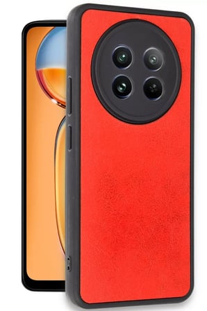 Newface Realme 12 5G Kılıf Aras Deri Kapak - Kırmızı