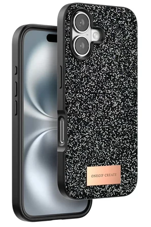 Onegif Apple iPhone 16 Bright Simli Kapak - Siyah