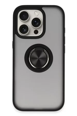 Newface Apple iPhone 16 Pro Max Kılıf Montreal Yüzüklü Silikon Kapak - Siyah