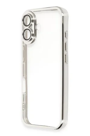 Newface Apple iPhone 16 Kılıf Razer Lensli Silikon - Gümüş