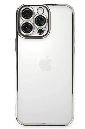 Newface Apple iPhone 16 Pro Kılıf Razer Lensli Silikon - Gümüş
