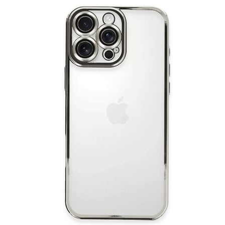 Newface Apple iPhone 16 Pro Kılıf Razer Lensli Silikon - Gümüş