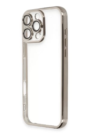 Newface Apple iPhone 16 Pro Max Kılıf Razer Lensli Silikon - Titanyum Gri