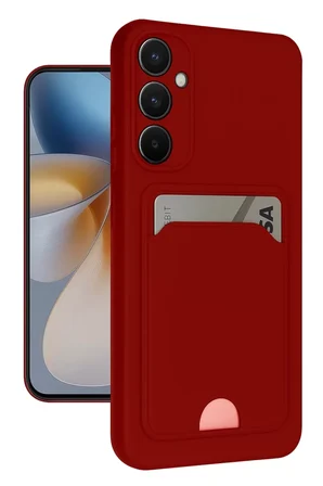 Newface Samsung Galaxy S24 FE Kılıf Kelvin Kartvizitli Silikon - Kırmızı