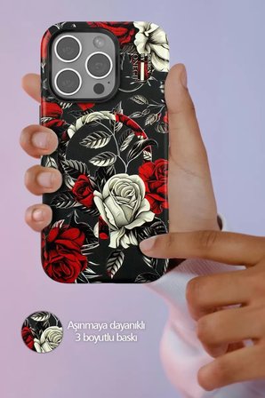 Onegif Apple iPhone 15 Plus Flower Series Magsafe Kapak - Gri