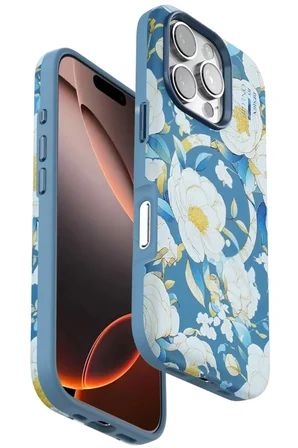 Onegif Apple iPhone 16 Pro Max Flower Series Magsafe Kapak - Mavi