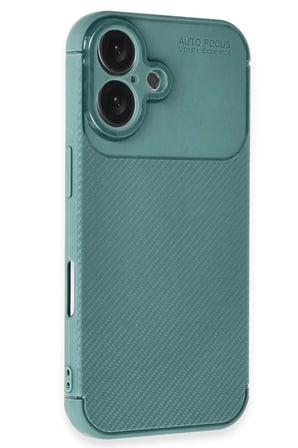 Newface Apple iPhone 16 Kılıf Auto Focus Karbon Kapak - Koyu Yeşil