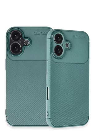 Newface Apple iPhone 16 Kılıf Auto Focus Karbon Kapak - Koyu Yeşil