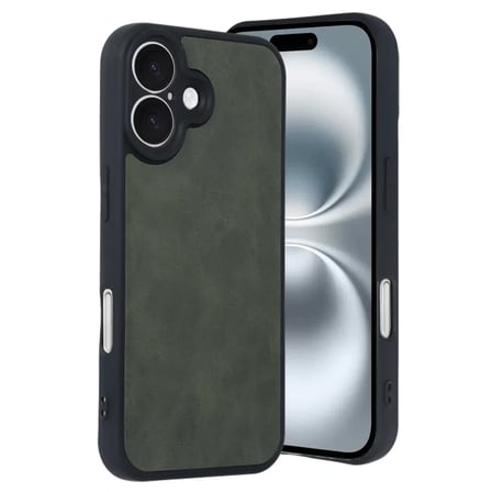 Newface Apple iPhone 16 Kılıf Aras Deri Kapak - Koyu Yeşil