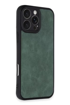 Newface Apple iPhone 16 Pro Kılıf Aras Deri Kapak - Koyu Yeşil