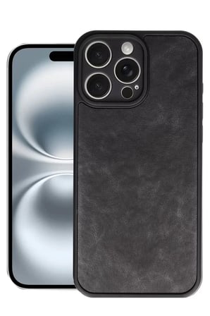 Newface Apple iPhone 16 Pro Max Kılıf Aras Deri Kapak - Siyah