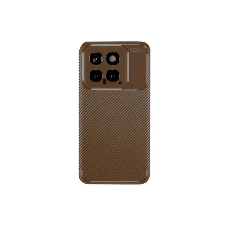 Newface Xiaomi Mi 14T Kılıf Auto Focus Karbon Kapak - Kahverengi