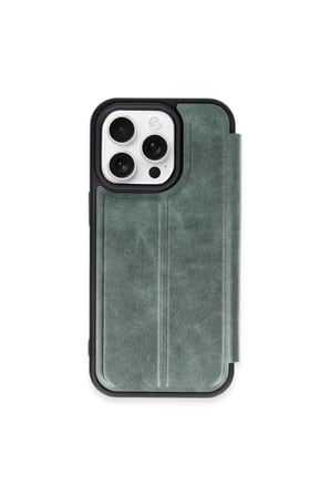 Newface Apple iPhone 15 Pro Max Kılıf Flip Cover - Koyu Yeşil