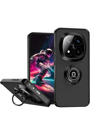 Newface Xiaomi Redmi Note 14 Pro Plus Kılıf Montreal Yüzüklü Silikon Kapak - Siyah