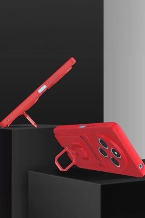 Newface Xiaomi Redmi 14C Kılıf Zuma Kartvizitli Yüzüklü Silikon - Kırmızı