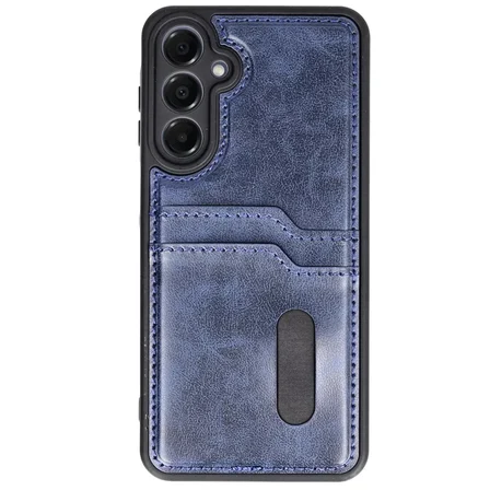 Newface Samsung Galaxy A15 4G Kılıf Sara Kartvizitli Deri Kılıf - Lacivert