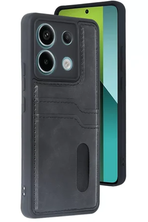 Newface Xiaomi Redmi Note 13 Pro 5G Kılıf Sara Kartvizitli Deri Kılıf - Siyah