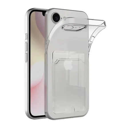 Newface Apple iPhone 16E Kılıf Kart Şeffaf Silikon - Şeffaf