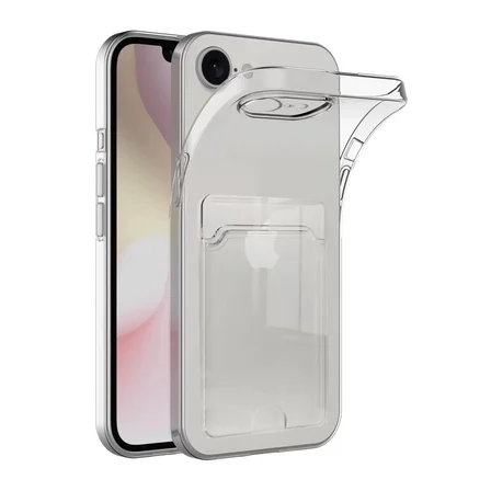 Newface Apple iPhone 16E Kılıf Kart Şeffaf Silikon - Şeffaf