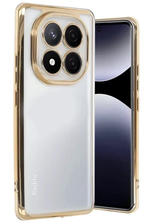 Newface Xiaomi Redmi Note 14 Pro Plus Kılıf Razer Lensli Silikon - Gold