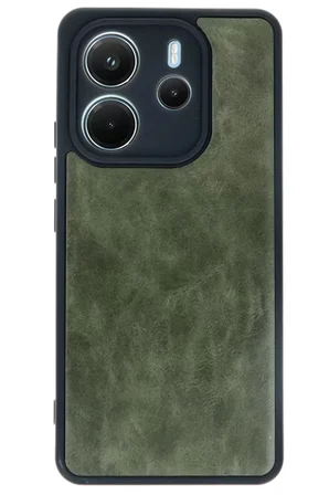 Newface Xiaomi Redmi Note 14 4G Kılıf Aras Deri Kapak - Koyu Yeşil