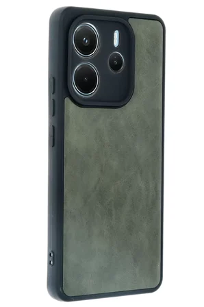 Newface Xiaomi Redmi Note 14 4G Kılıf Aras Deri Kapak - Koyu Yeşil