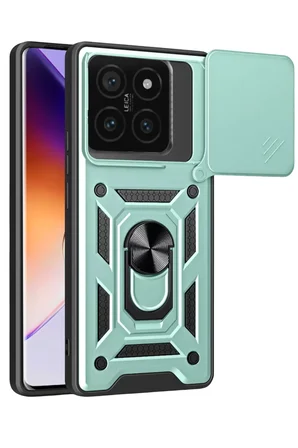 Newface Xiaomi Mi 14T Pro Kılıf Pars Lens Yüzüklü Silikon - Yeşil