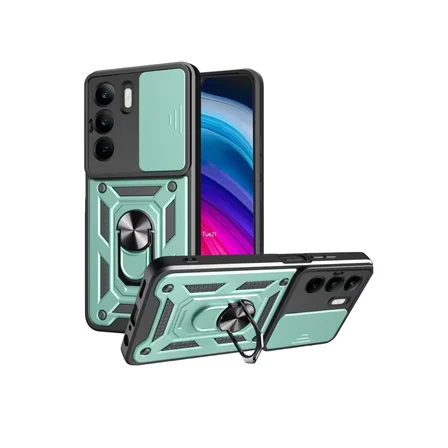 Newface Realme C75 4G Kılıf Pars Lens Yüzüklü Silikon - Yeşil