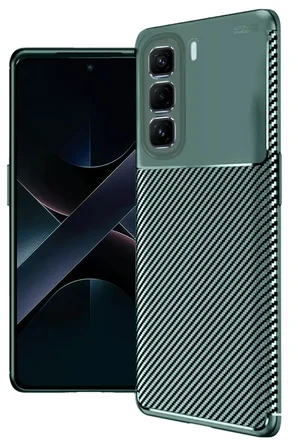 Newface İnfinix Hot 50 4G Kılıf Auto Focus Karbon Kapak - Koyu Yeşil