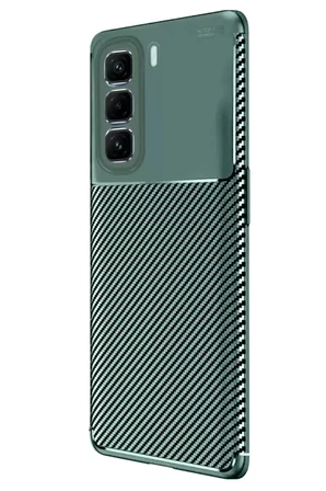 Newface İnfinix Hot 50 4G Kılıf Auto Focus Karbon Kapak - Koyu Yeşil