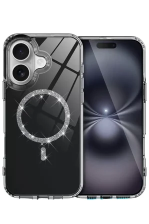Newface Apple iPhone 16 Live Diamond Magsafe Kapak - Siyah
