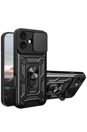 Newface Apple iPhone 17 Pars Lens Yüzüklü Silikon - Siyah