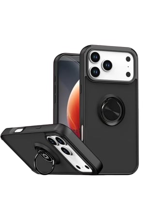 Newface Apple iPhone 17 Pro Montreal Yüzüklü Silikon Kapak - Siyah