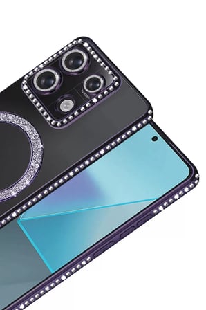 Newface Xiaomi Redmi Note 13 Pro 4G Joke Simli Magneticsafe Kılıf - Derin Mor