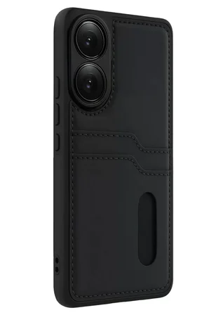 Newface Oppo A38 Sara Kartvizitli Deri Kılıf - Siyah